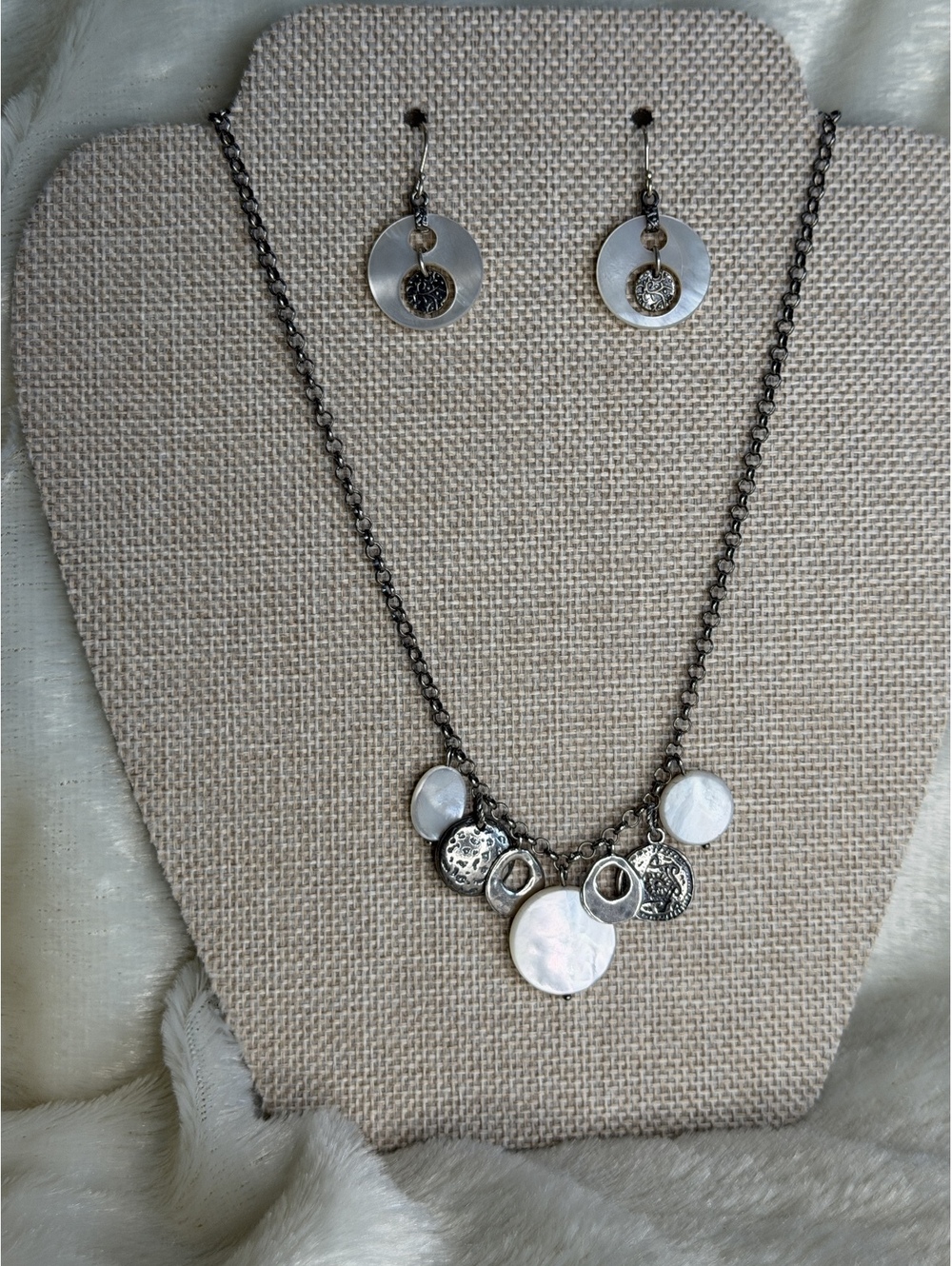 Vintage SILPADA Retired Mother of Pearl 925 W1843 N1830 Necklace Earrings Set